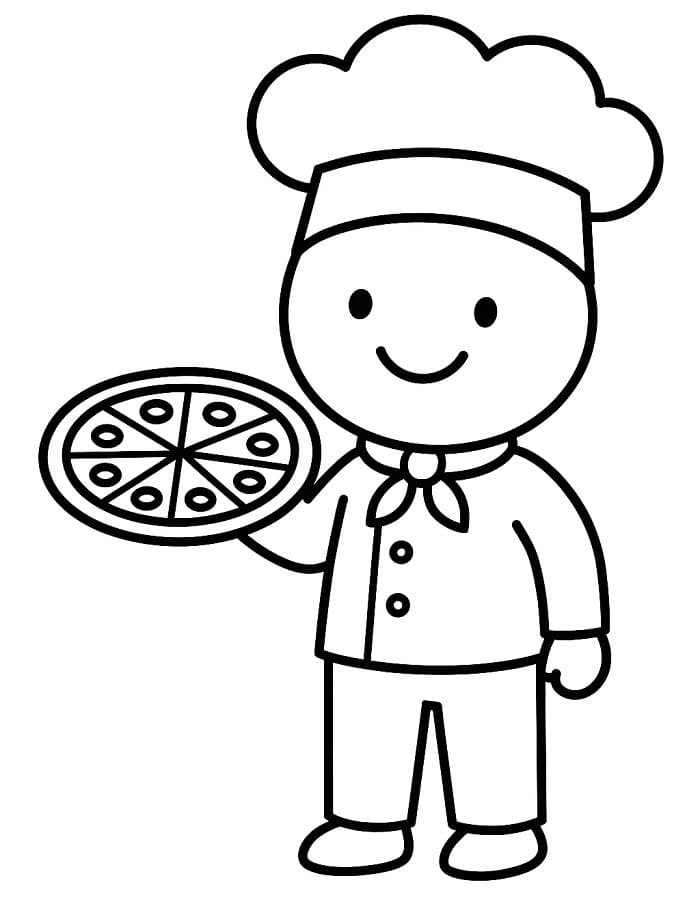 Desenho de um Pizzaiolo Fofo para Colorir