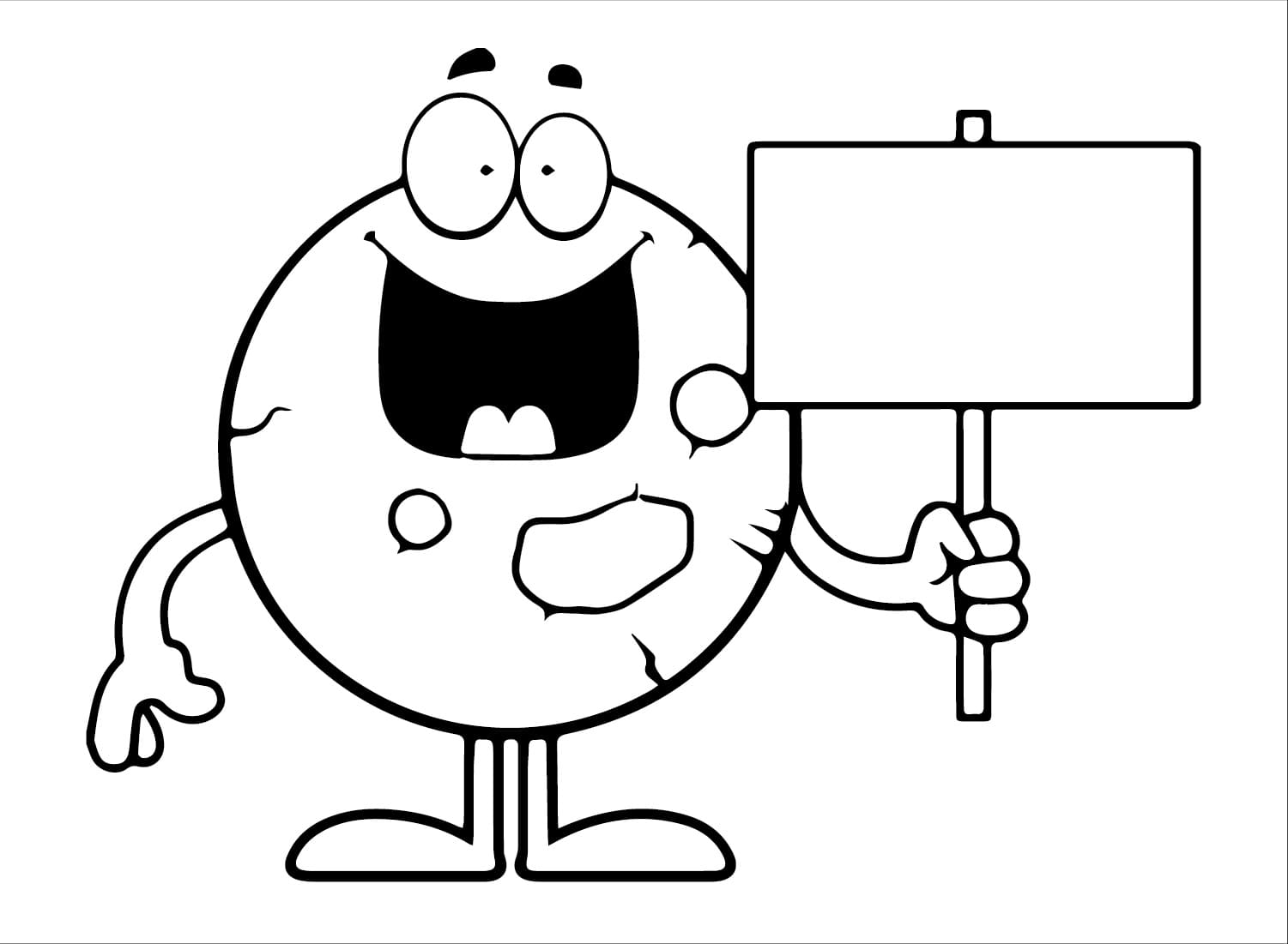 Desenho de Planeta Marte Engraçado para Colorir