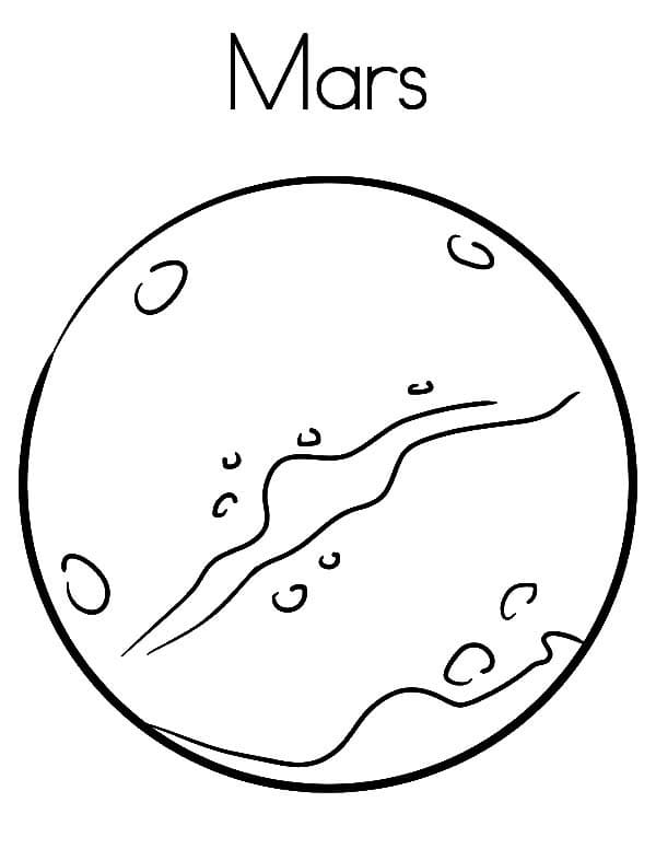 Desenho de Planeta Marte Grátis para Crianças para Colorir
