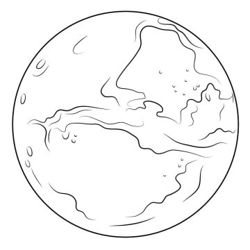 Desenho de Planeta Marte Imprimível para Colorir