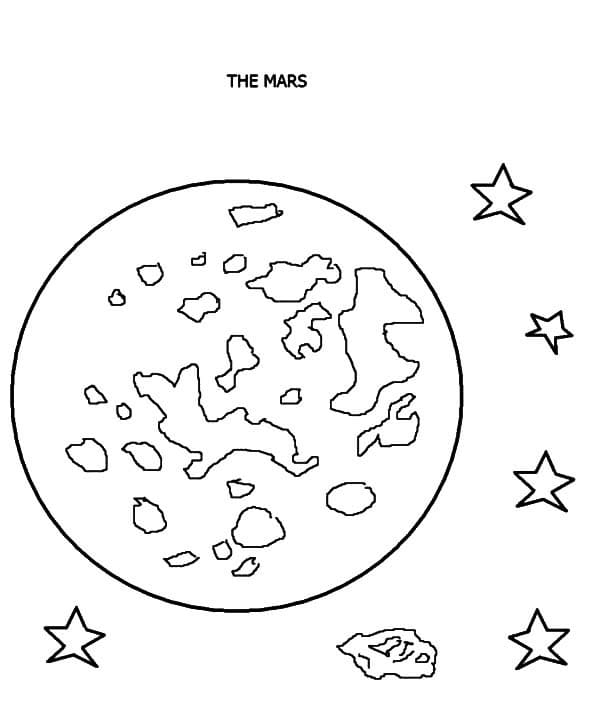 Desenho de Planeta Marte Normal para Colorir