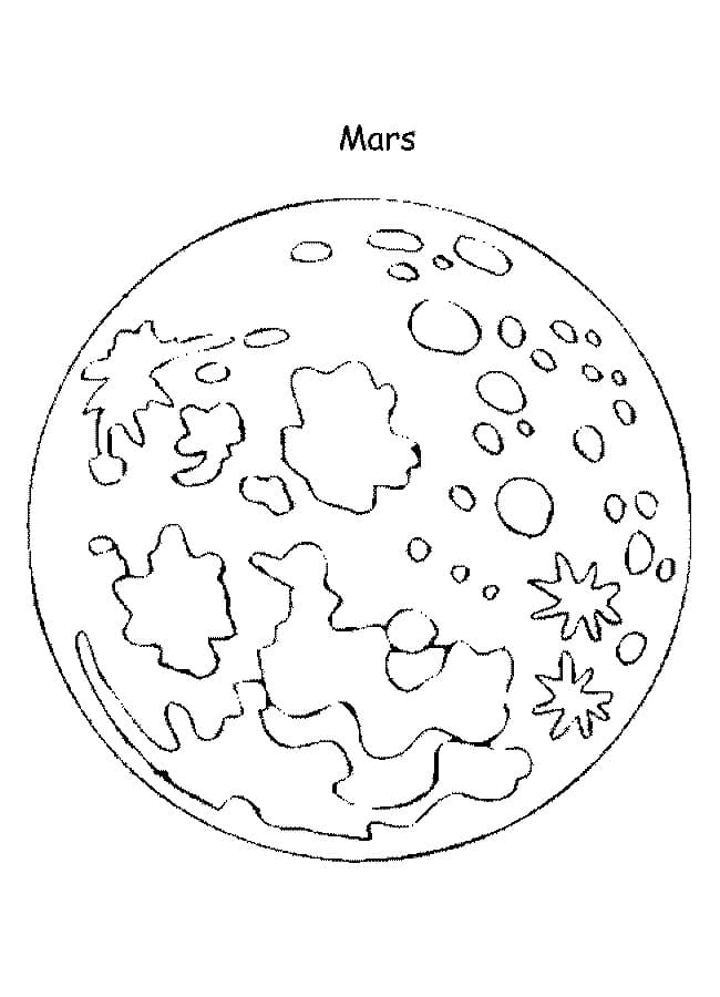 Desenho de Planeta Marte para Crianças para Colorir