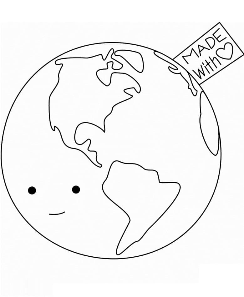 Desenho do Planeta Terra com Animais para Colorir