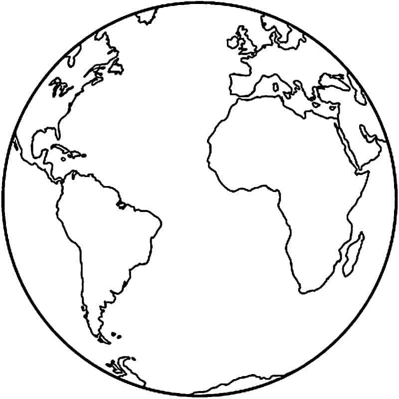 Desenho do Planeta Terra com Crianças para Colorir