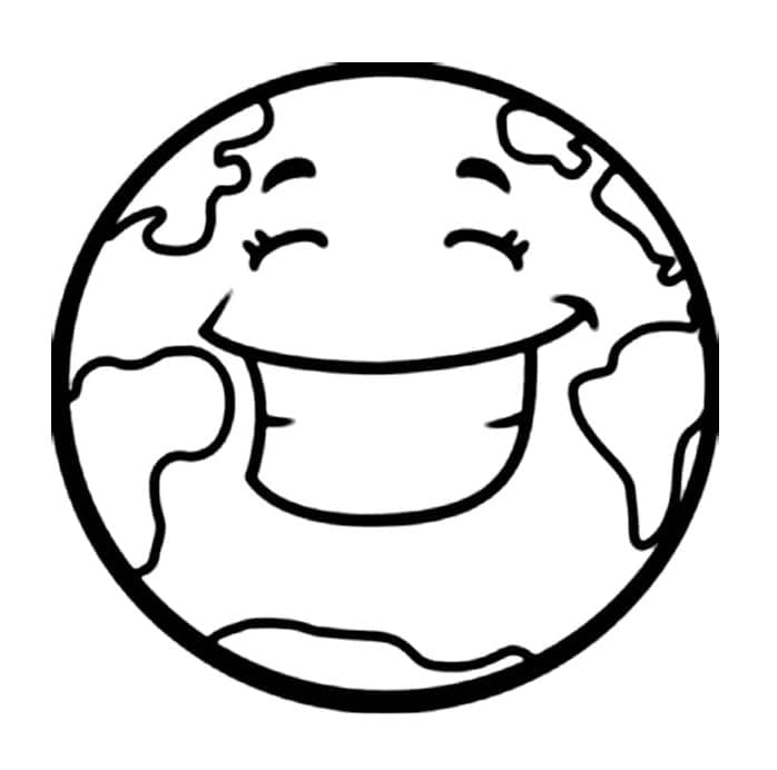 Desenho do Planeta Terra com Nuvens para Colorir