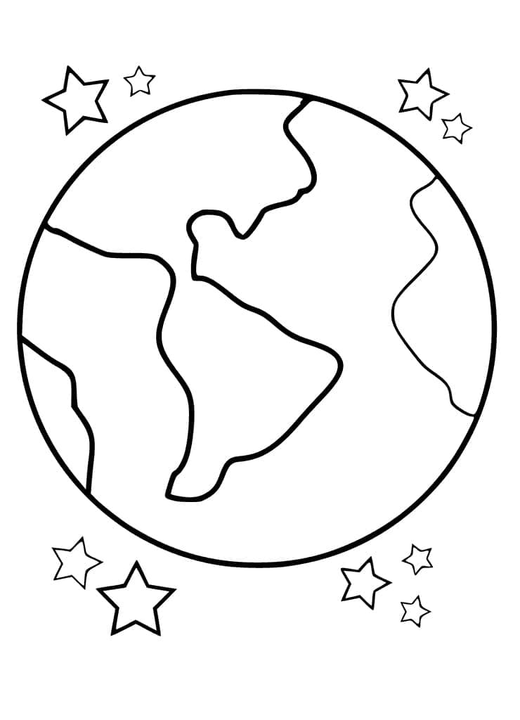 Desenho do Planeta Terra Grátis para Colorir e Pintar