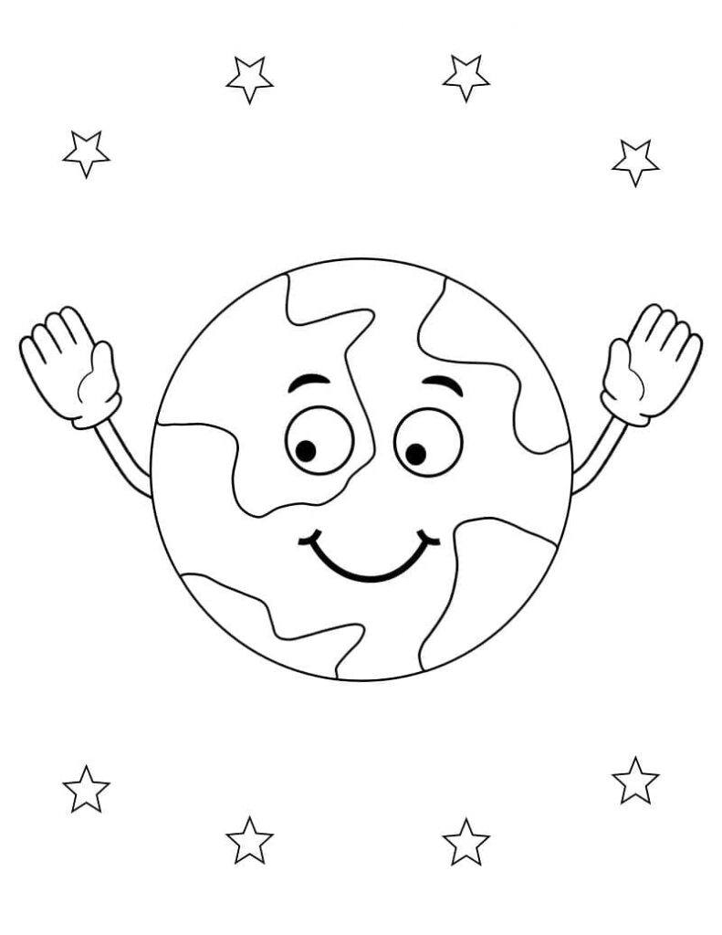 Desenho do Planeta Terra na Galáxia para Colorir