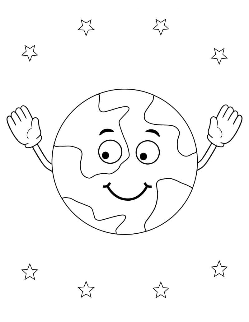 Desenho do Planeta Terra na Galáxia para Colorir