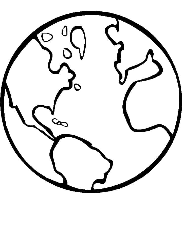 Desenho do Planeta Terra no Espaço para Colorir