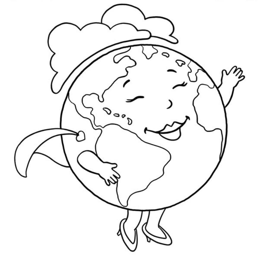 Desenho do Planeta Terra para Colorir com Lápis de Cor