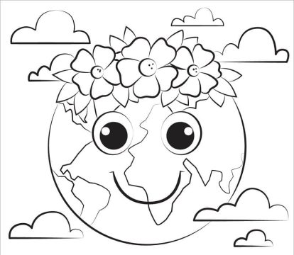 Desenho do Planeta Terra para Colorir figurá Imprimível