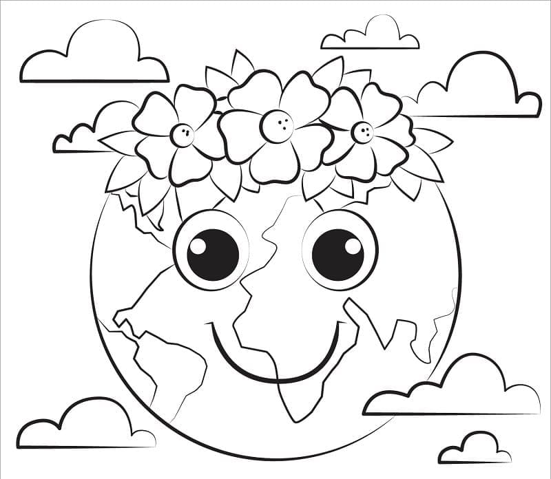 Desenho do Planeta Terra para Colorir Figurá Imprimivel