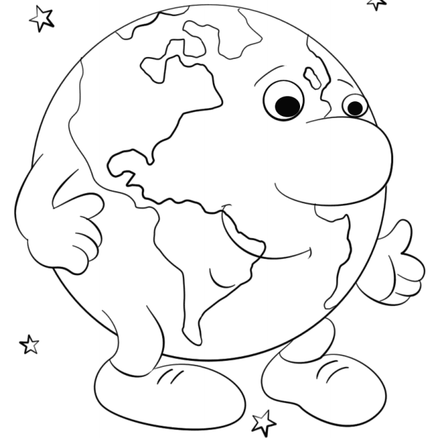 Desenho do Planeta Terra para Imprimir e Colorir