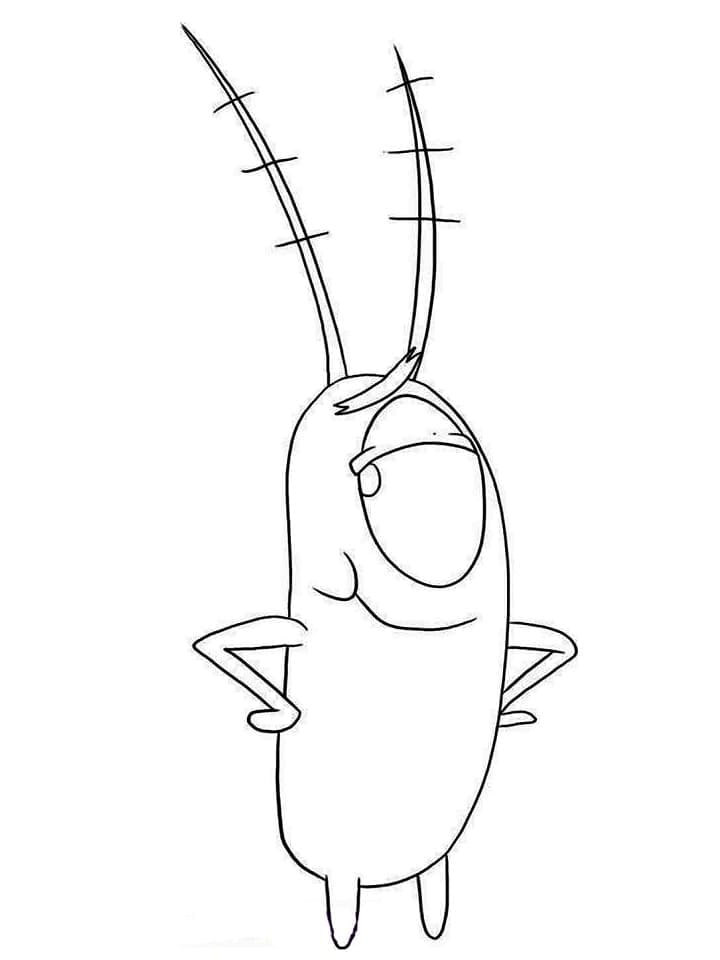 Desenho de Plankton Sorrindo para Colorir