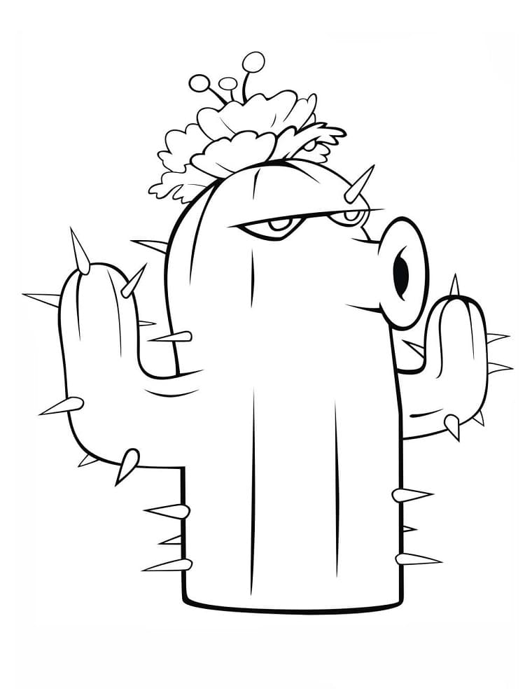 Desenho de Cacto de Plants Vs Zombies para Colorir