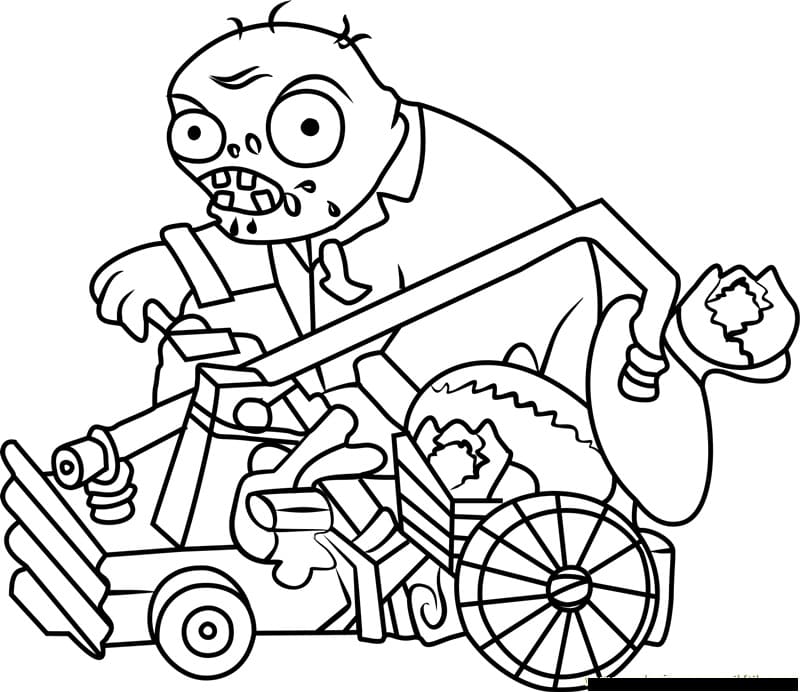 Desenho de Catapulta Zumbi de Plants Vs Zombies para Colorir