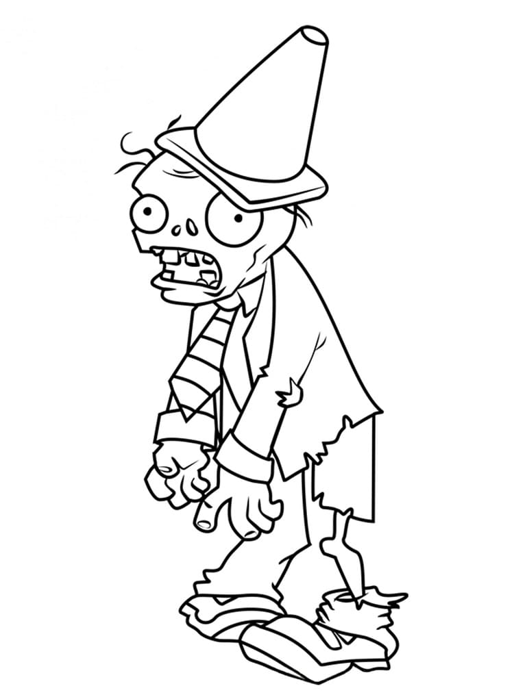 Desenho de Conehead Zombie de Plants Vs Zombies para Colorir