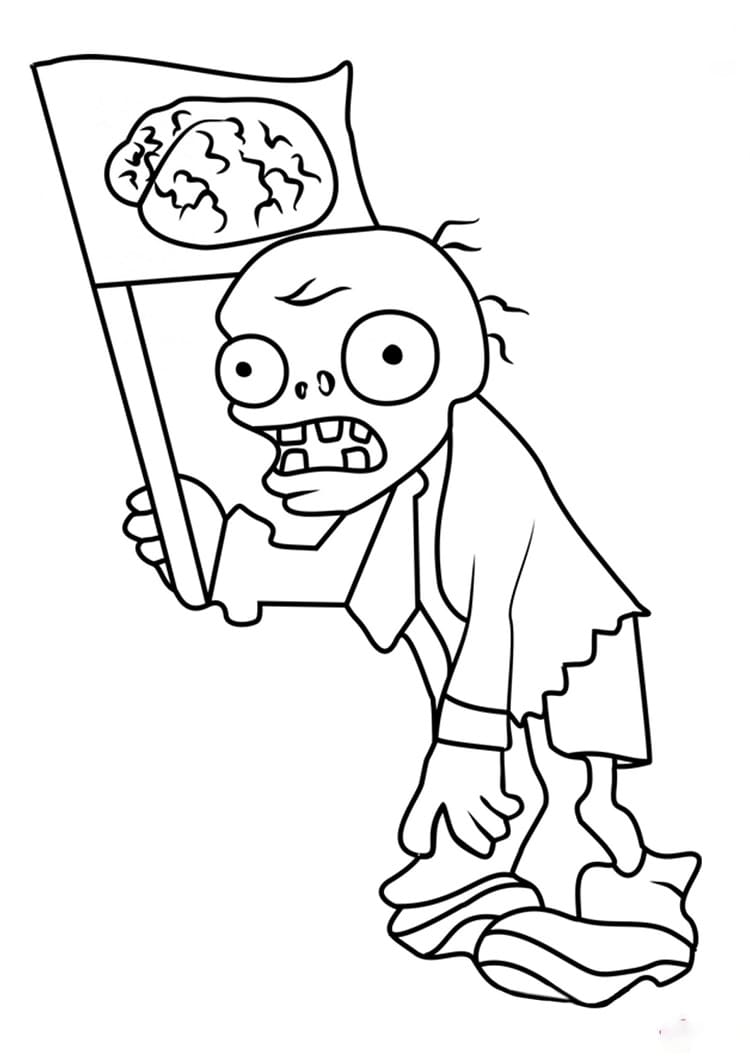 Desenho de Flag Zombie de Plants Vs Zombies para Colorir