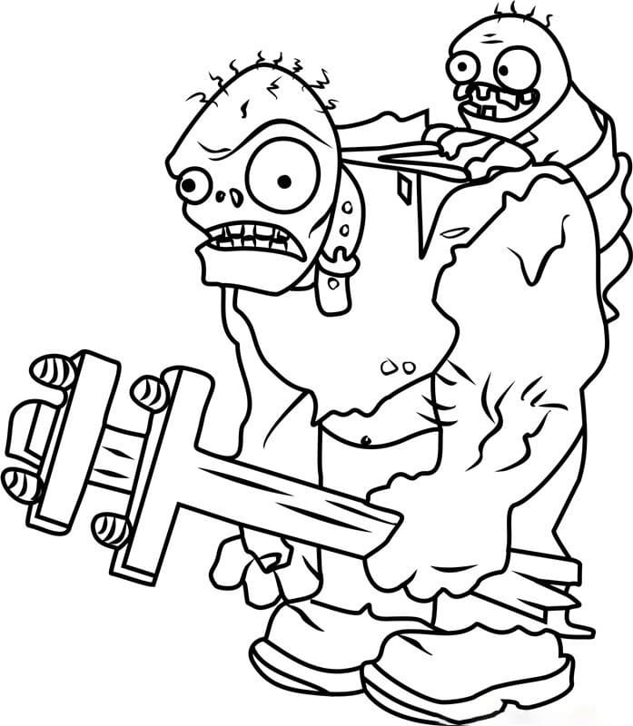 Desenho de Gargantuar de Plants Vs Zombies para Colorir