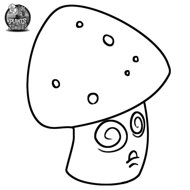 Desenho de Hypno Shroom de Plants Vs Zombies para Colorir