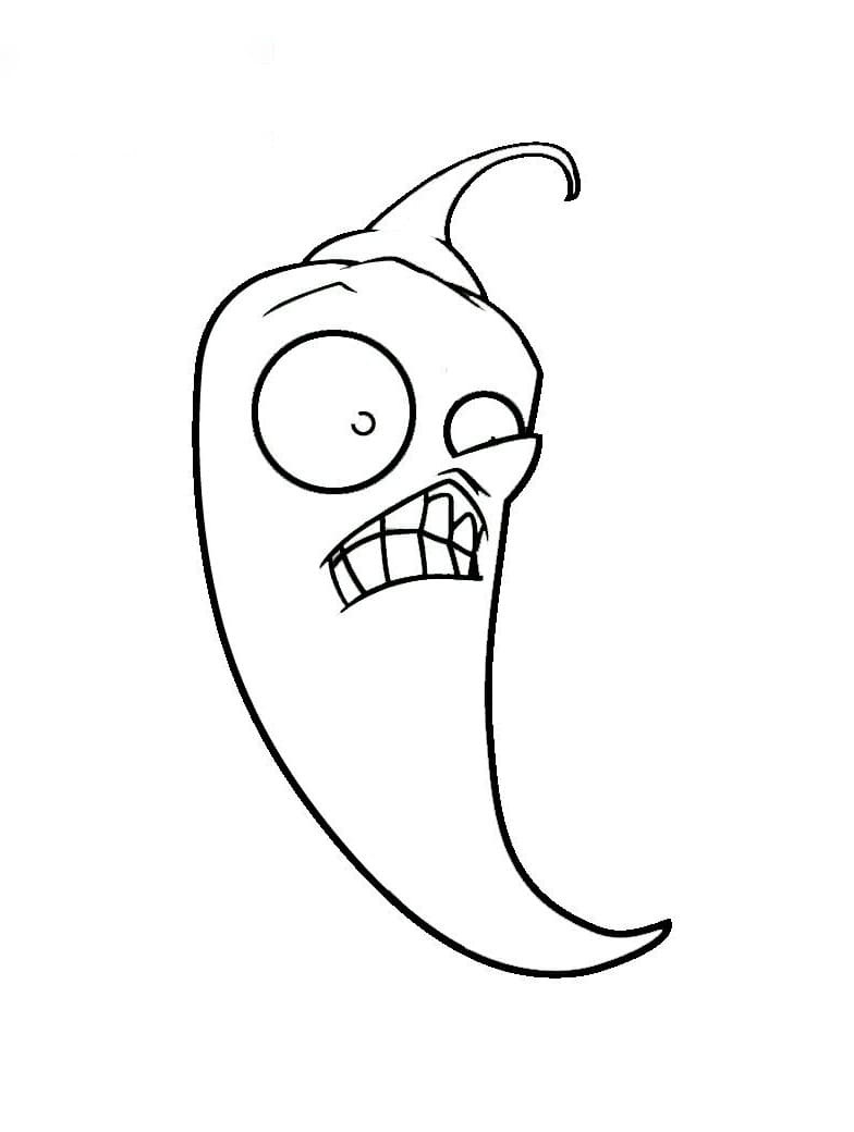 Desenho de Pimenta de Plants Vs Zombies para Colorir