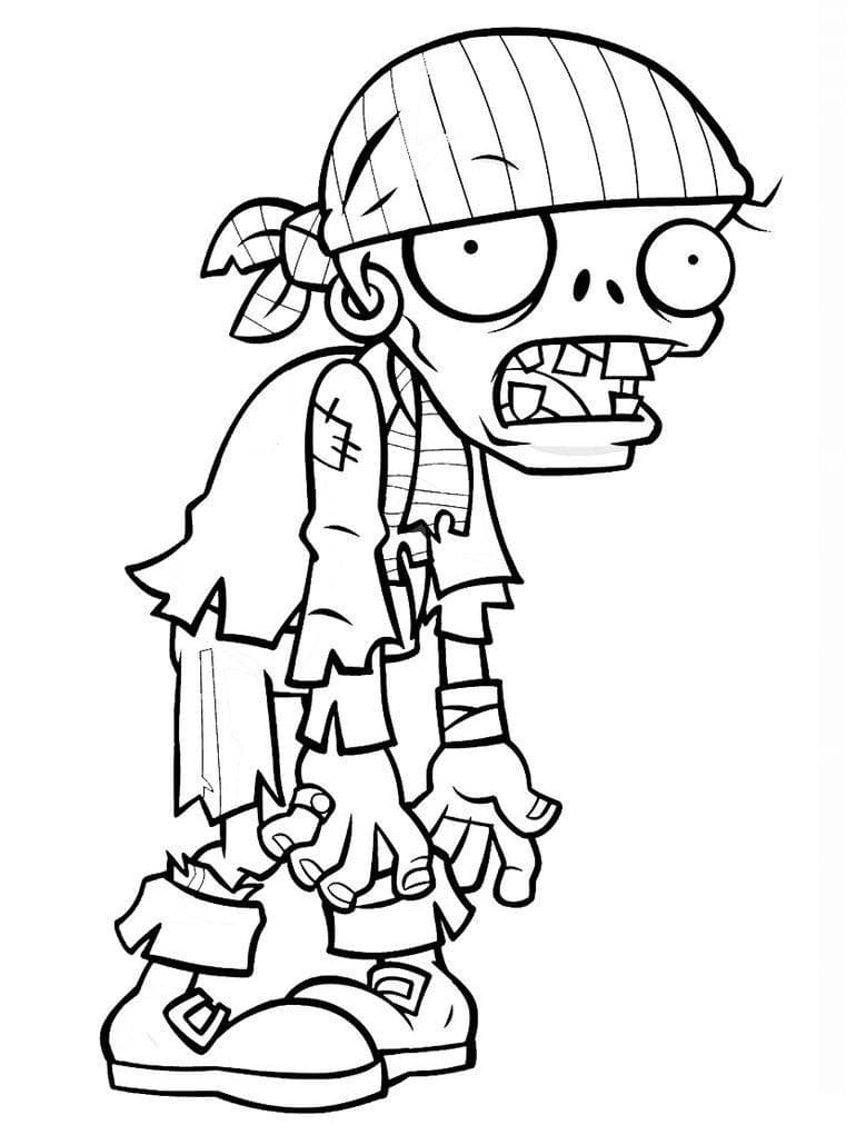 Desenho de Pirate Zombie de Plants Vs Zombies para Colorir