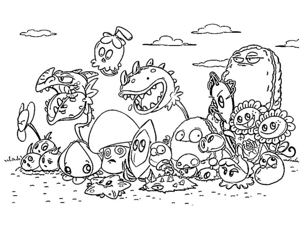 Desenho de Plantas de Plants Vs Zombies para Colorir
