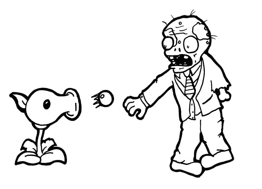 Desenho de Plants Vs Zombies 1 para Colorir