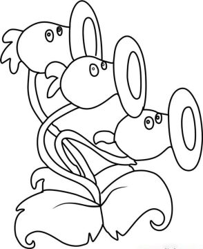 Desenho de Threepeater de Plants Vs Zombies para Colorir
