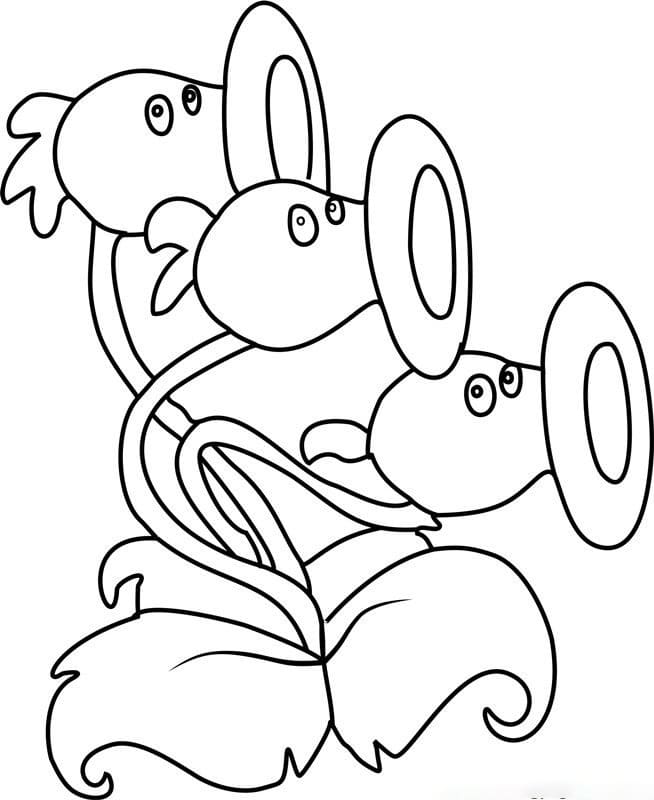 Desenho de Threepeater de Plants Vs Zombies para Colorir