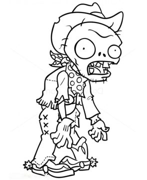 Desenho de Zumbi Cowboy de Plants Vs Zombies para Colorir