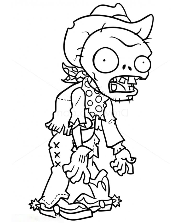 Desenho de Zumbi Cowboy de Plants Vs Zombies para Colorir