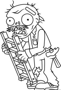 Desenho de Zumbi de Escada para Colorir