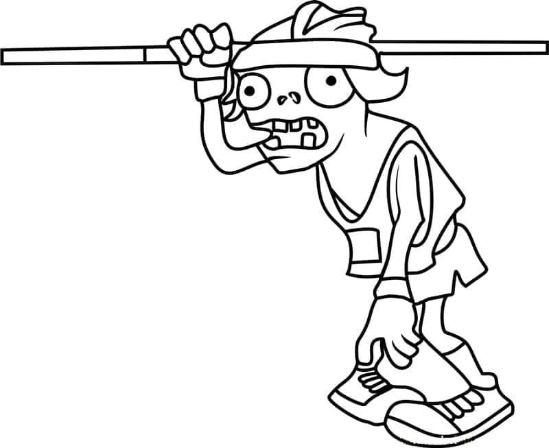 Desenho de Zumbi do Salto com Vará para Colorir