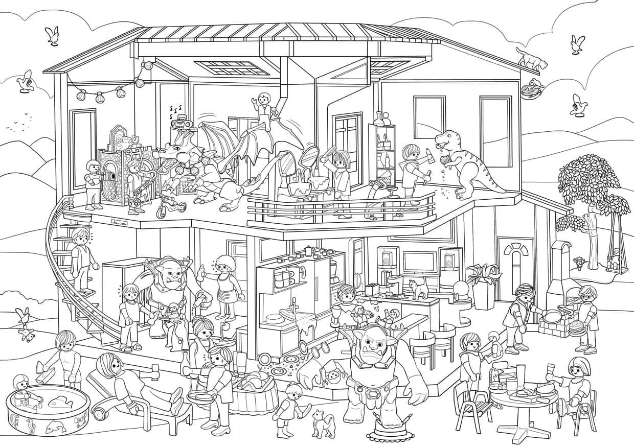 Desenho de Playmobil Download para Imprimir e Colorir