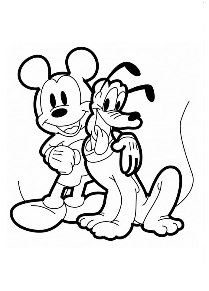 Desenho de Mickey e Pluto para Colorir