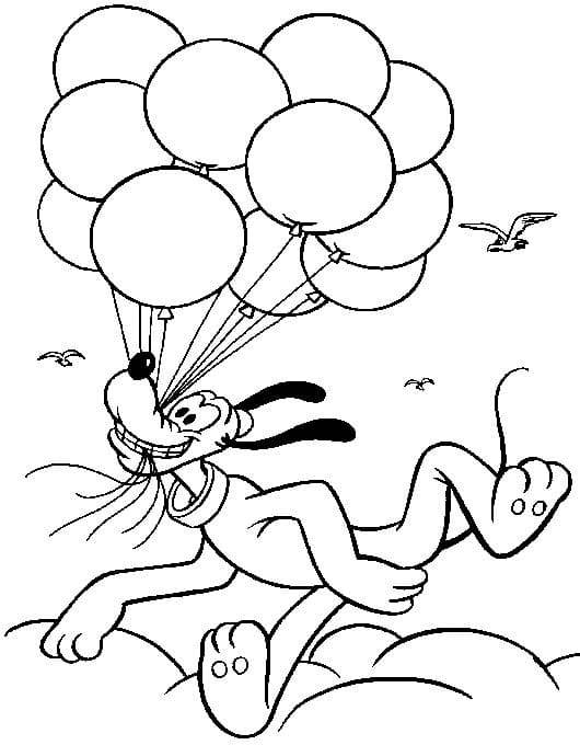 Desenho de Pluto com Balões para Colorir