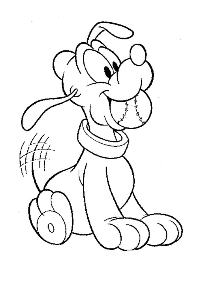 Desenho de Pluto com Bola de Tênis para Colorir