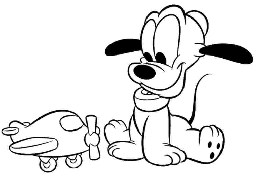 Desenho de Pluto com Brinquedo para Colorir
