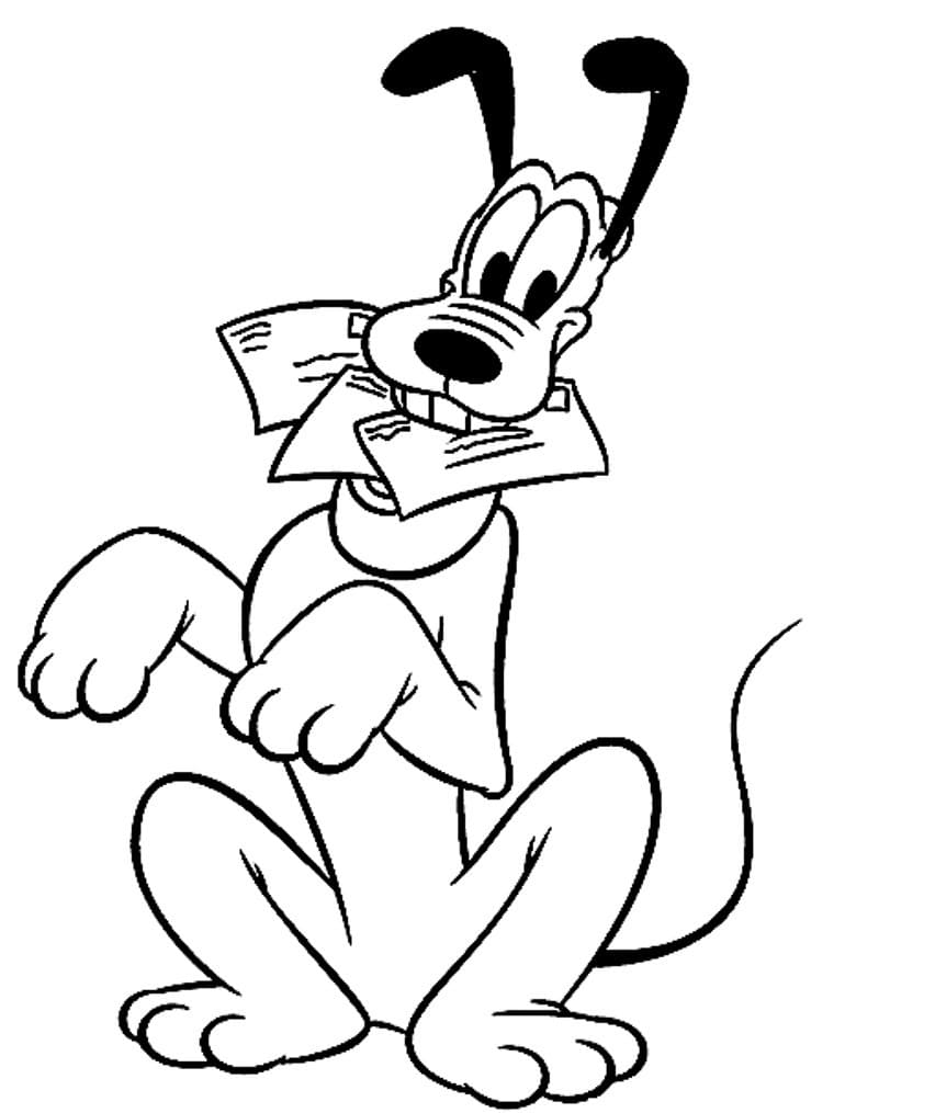 Desenho de Pluto com Cartas para Colorir