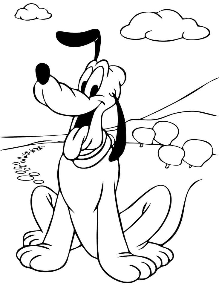 Desenho de Pluto Disney para Colorir