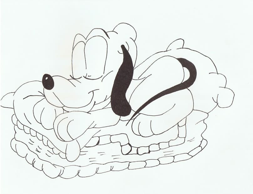 Desenho de Pluto Dormindo para Colorir