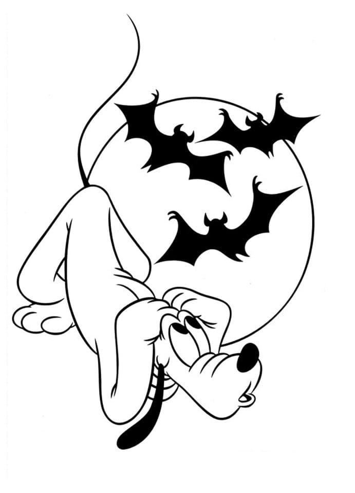 Desenho de Pluto no Dia das Bruxas para Colorir