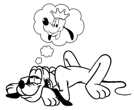 Desenho de Pluto Sonhando para Colorir