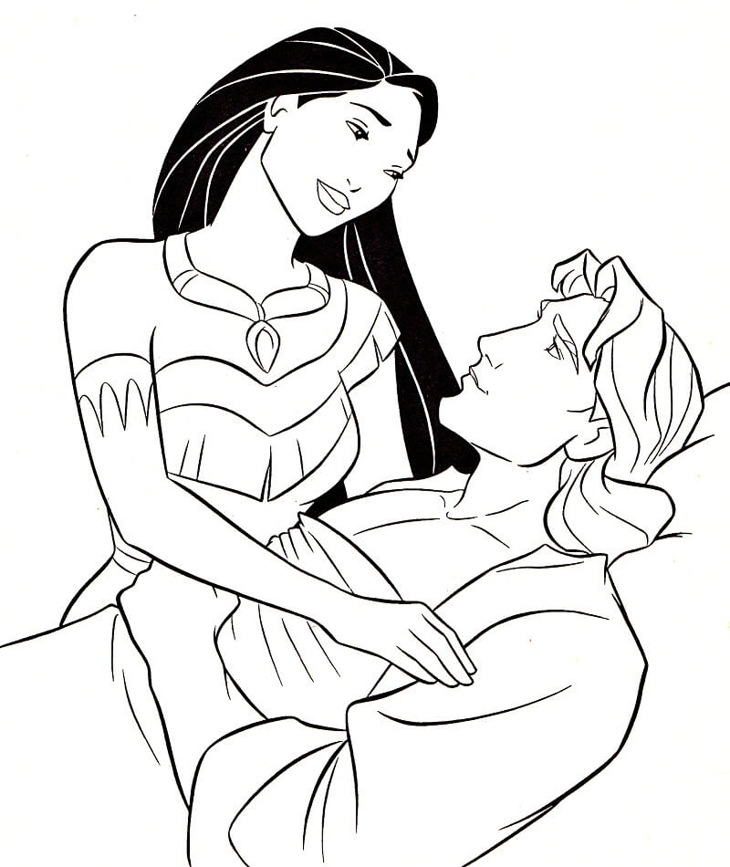 Desenho de Pocahontas Download para Imprimir e Colorir