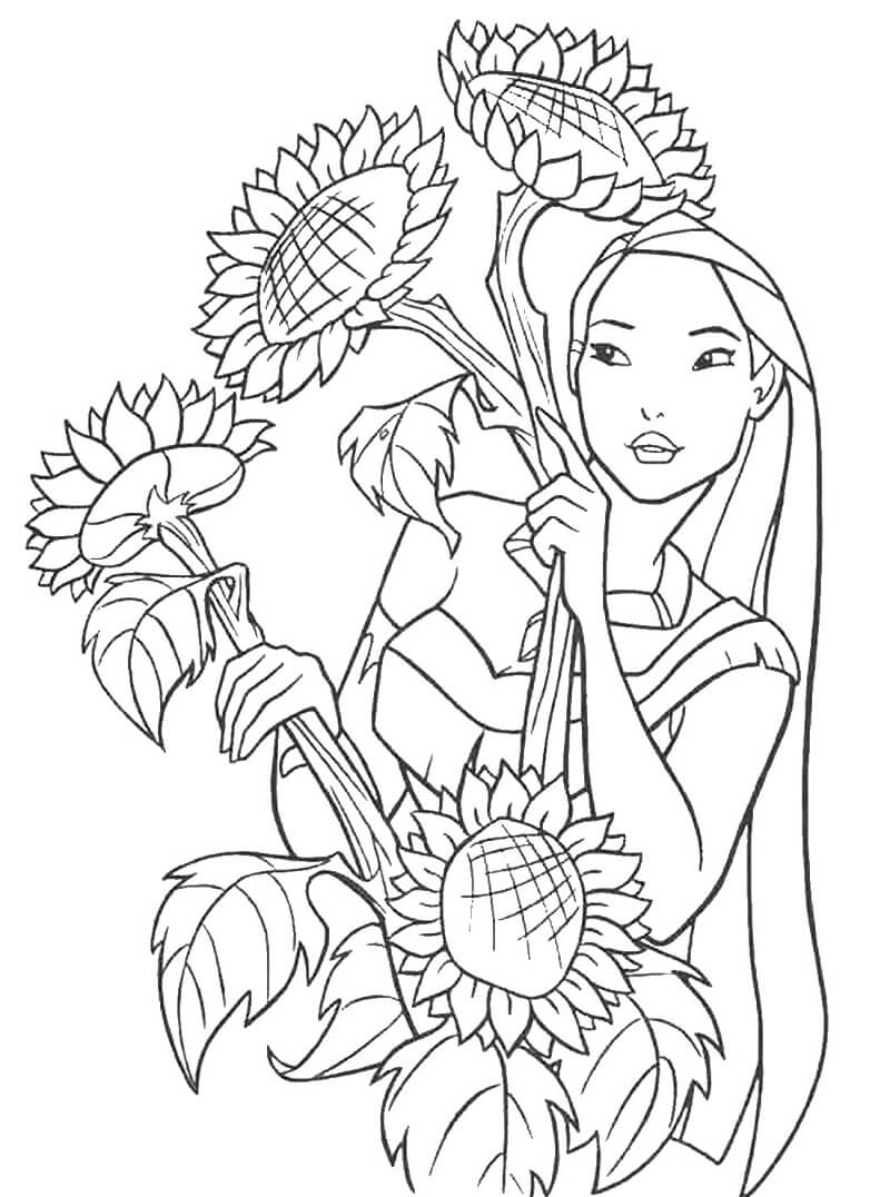 Desenho de Pocahontas Grátis para Colorir