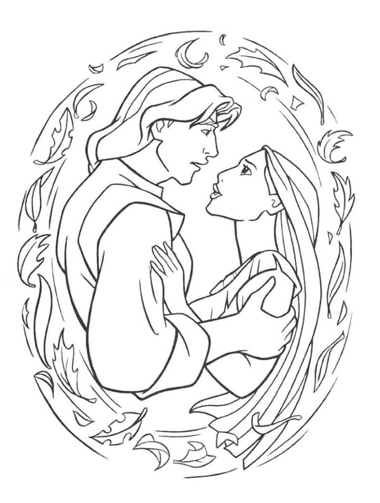 Desenho de Pocahontas Grátis para Imprimir e Colorir