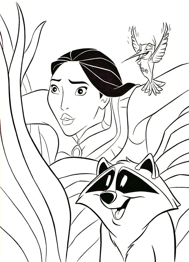 Desenho de Pocahontas Imprimivel para Colorir