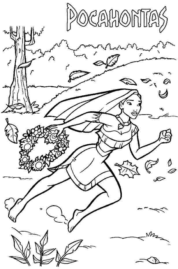 Desenho de Pocahontas para Colorir Pdf Grátis