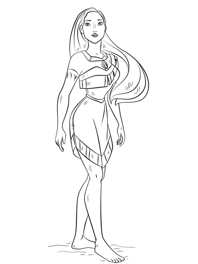 Desenho de Pocahontas para Pintar Imprimivel